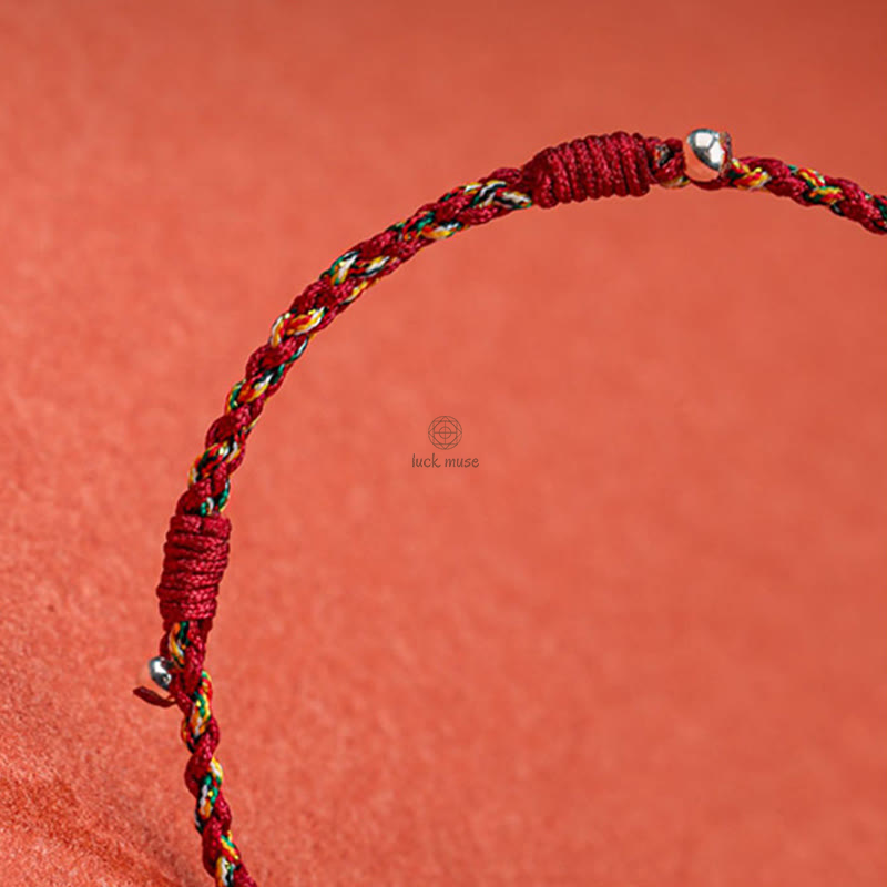 Tibetan Handmade Multicolored Bamboo Braided Bracelet with Luck Muse Protection - Image 3