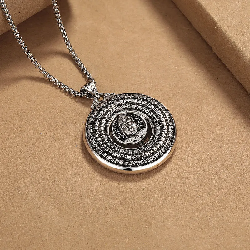 Luck Muse Heart Sutra Serenity Rotatable Necklace Pendant with Peace Buckle Design - Image 3