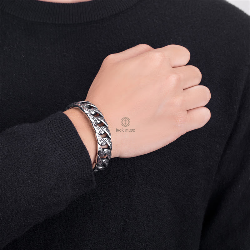 Tibetan Om Mani Padme Hum Mantra Titanium Steel Bangle Bracelet - Peaceful Design - Image 10