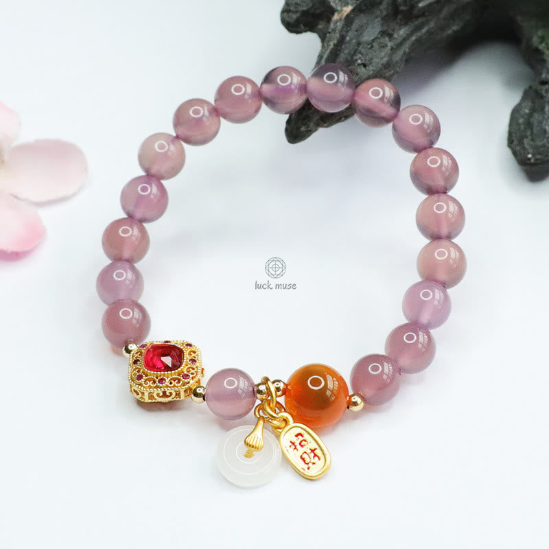 Natural Purple Chalcedony and Agate Harmony Charm Bracelet - Image 8