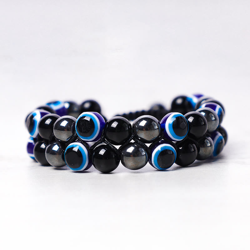 Evil Eye Protection Bracelet with Hematite and Tiger Eye Beads - Image 17