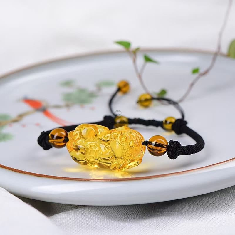 Natural Obsidian Amethyst Citrine PiXiu Wealth Bracelet - Image 15