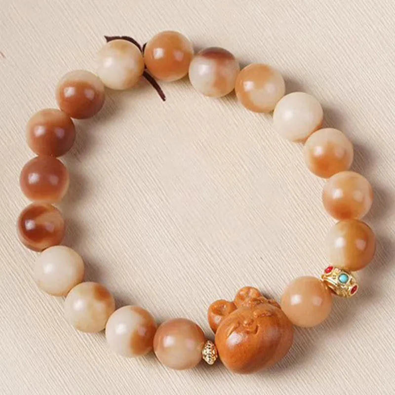 Natural Bodhi Seed Rabbit Peace Bracelet - Image 3