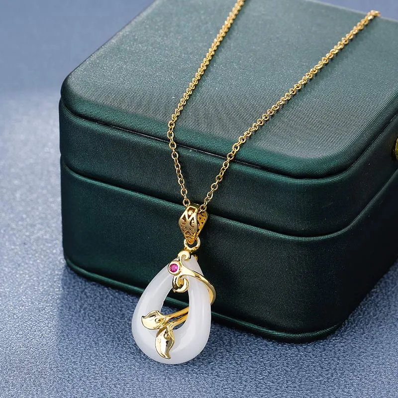 Jade Oval Pattern Blessing Fortune Necklace Pendant - Luck Muse Shop - Image 5
