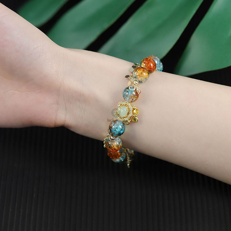 Luck Muse Colorful Liuli Glass Bead Lucky Chinese Lock Charm Bracelet - Image 11