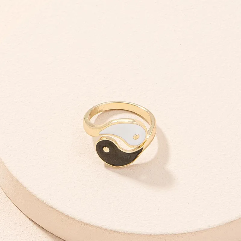 Luck Muse Yin Yang Symbol Blessing Adjustable Couple Ring - Image 2