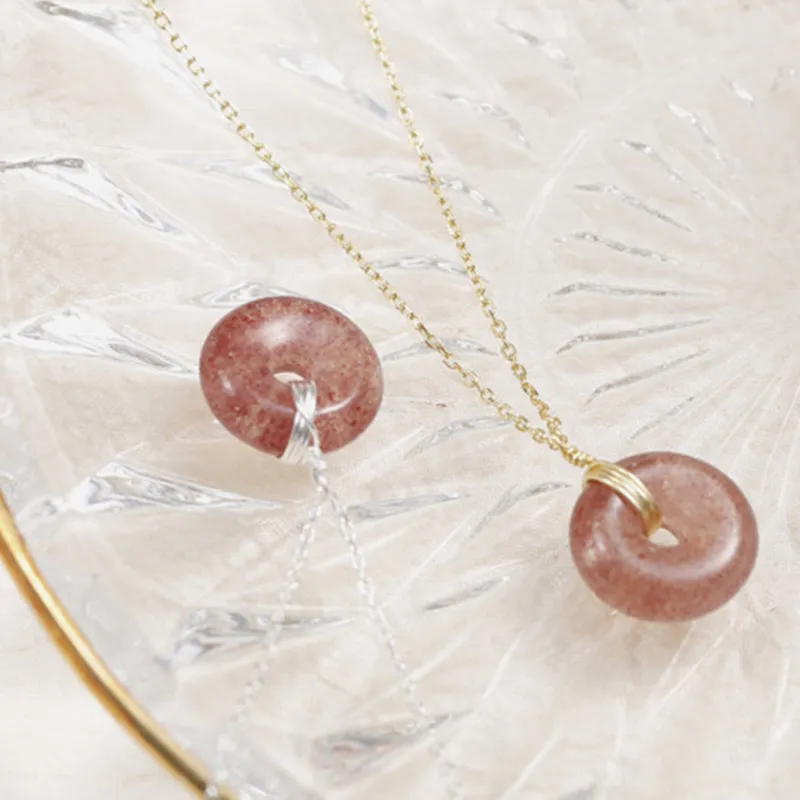 Luck Muse 925 Sterling Silver Strawberry Quartz Healing Necklace - Image 12