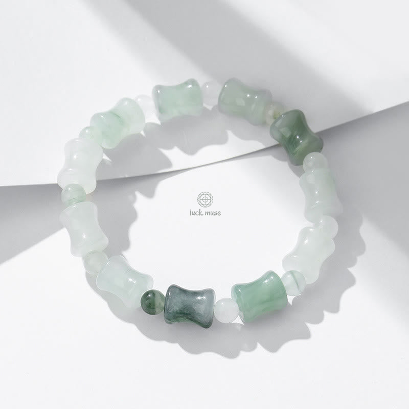 Bamboo Pattern Jade and Coconut Shell Buddha Bracelet for Abundance and Luck - Image 2